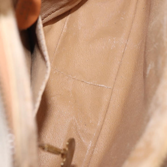 CELINE Macadam Canvas Shoulder Bag PVC Beige Gold Auth 145149