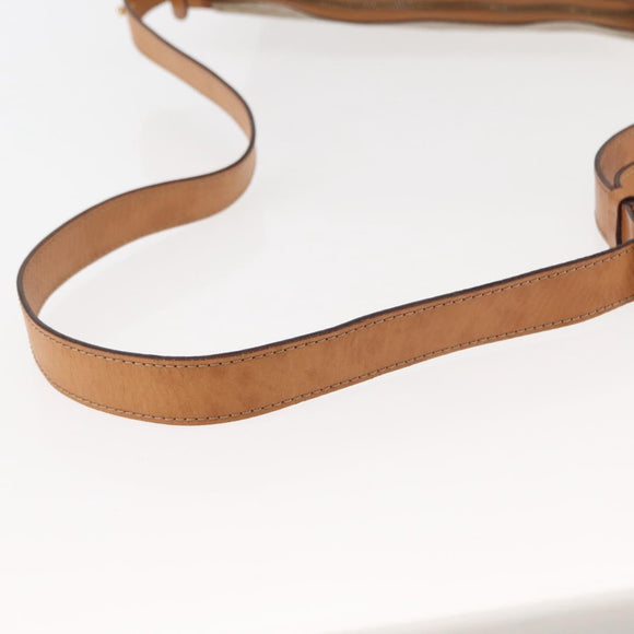 CELINE Macadam Canvas Shoulder Bag PVC Beige Gold Auth 145149