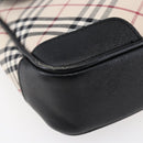 BURBERRY Nova Check Shoulder Bag Canvas Leather Beige Silver Auth 145153-14