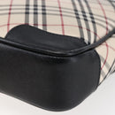 BURBERRY Nova Check Shoulder Bag Canvas Leather Beige Silver Auth 145153-15