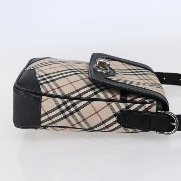 BURBERRY Nova Check Shoulder Bag Canvas Leather Beige Silver Auth 145153
