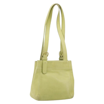 Coach Shoulder Bag Leather LIme Green Gold Auth 145154