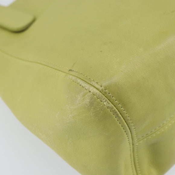 Coach Shoulder Bag Leather LIme Green Gold Auth 145154