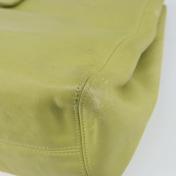 Coach Shoulder Bag Leather LIme Green Gold Auth 145154