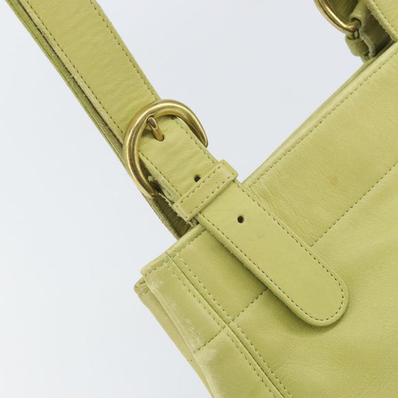 Coach Shoulder Bag Leather LIme Green Gold Auth 145154