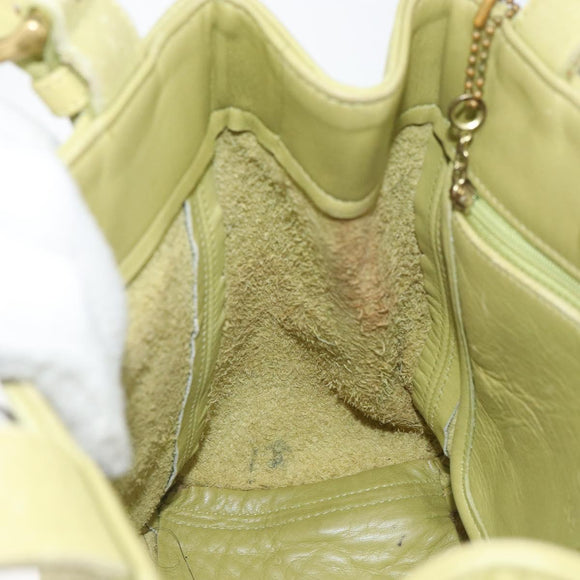 Coach Shoulder Bag Leather LIme Green Gold Auth 145154