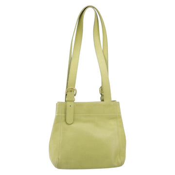 Coach Shoulder Bag Leather LIme Green Gold Auth 145154 - 0