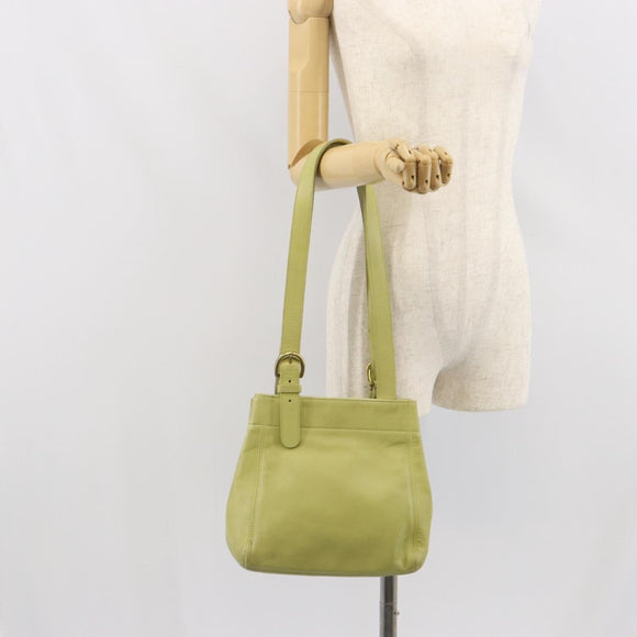 Coach Shoulder Bag Leather LIme Green Gold Auth 145154
