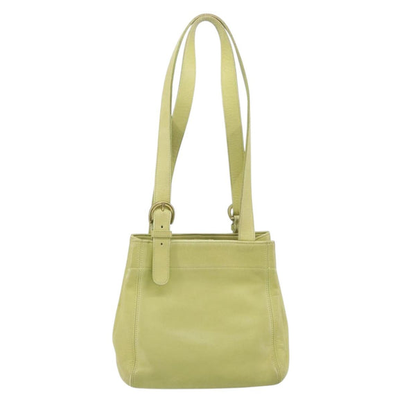 Coach Shoulder Bag Leather LIme Green Gold Auth 145154