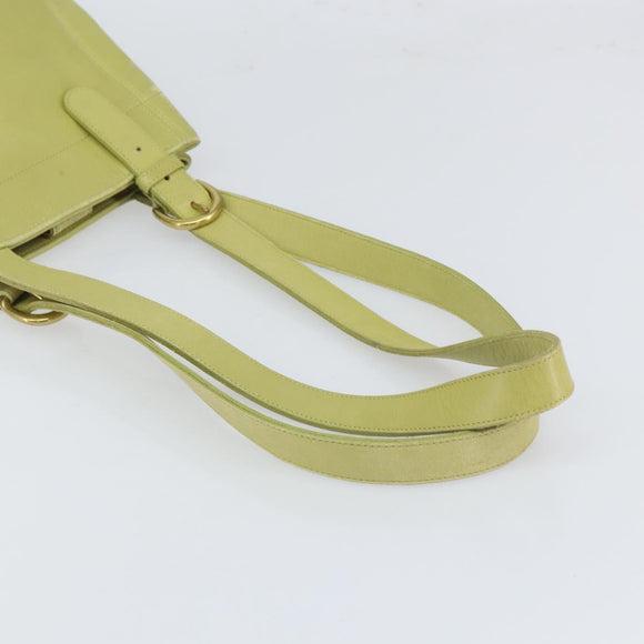 Coach Shoulder Bag Leather LIme Green Gold Auth 145154