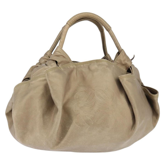 LOEWE Anagram Nappa Aire Hand Bag Leather Gold Auth 145155