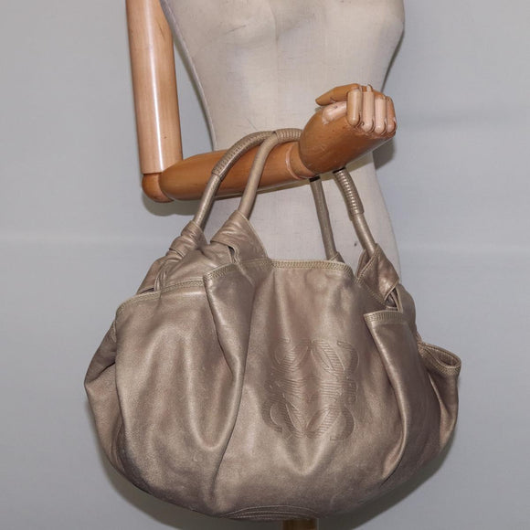 LOEWE Anagram Nappa Aire Hand Bag Leather Gold Auth 145155