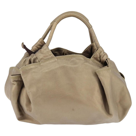 LOEWE Anagram Nappa Aire Hand Bag Leather Gold Auth 145155