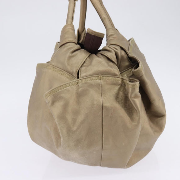 LOEWE Anagram Nappa Aire Hand Bag Leather Gold Auth 145155