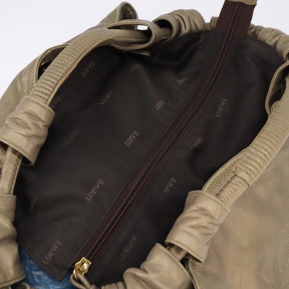 LOEWE Anagram Nappa Aire Hand Bag Leather Gold Auth 145155