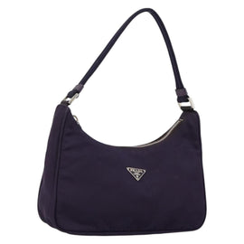 PRADA Hand Bag Nylon Purple Silver Auth 145166