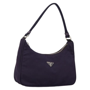 PRADA Hand Bag Nylon Purple Silver Auth 145166
