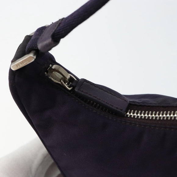 PRADA Hand Bag Nylon Purple Silver Auth 145166