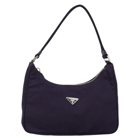 PRADA Hand Bag Nylon Purple Silver Auth 145166