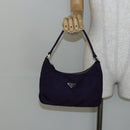 PRADA Hand Bag Nylon Purple Silver Auth 145166-22
