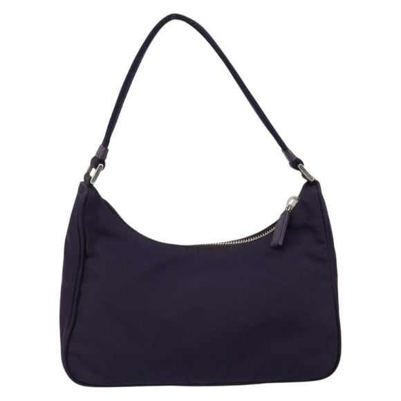 PRADA Hand Bag Nylon Purple Silver Auth 145166