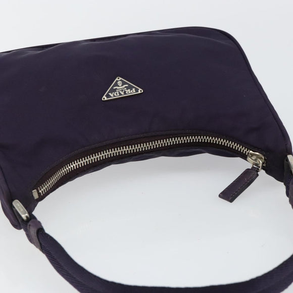 PRADA Hand Bag Nylon Purple Silver Auth 145166