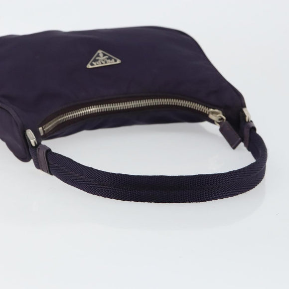 PRADA Hand Bag Nylon Purple Silver Auth 145166