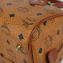 MCM Logogram Vicetos Boston Bag PVC Leather Brown Gold Auth 145190-9