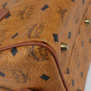 MCM Logogram Vicetos Boston Bag PVC Leather Brown Gold Auth 145190-16