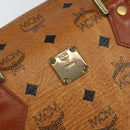MCM Logogram Vicetos Boston Bag PVC Leather Brown Gold Auth 145190-12