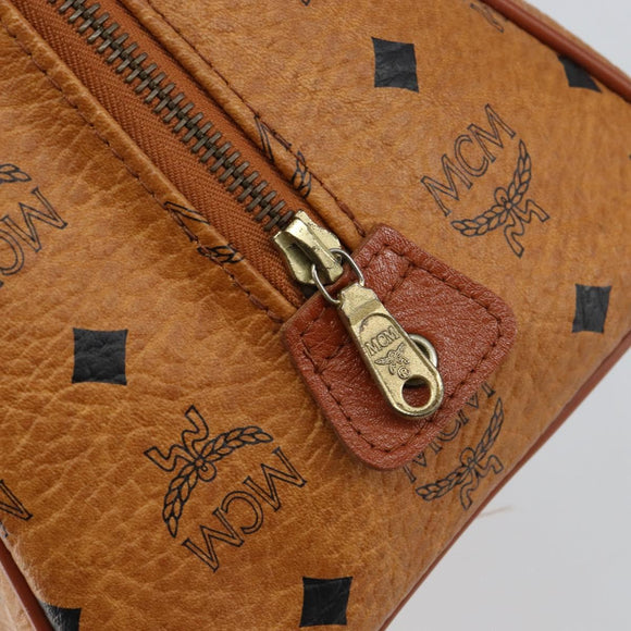 MCM Logogram Vicetos Boston Bag PVC Leather Brown Gold Auth 145190