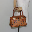MCM Logogram Vicetos Boston Bag PVC Leather Brown Gold Auth 145190-22
