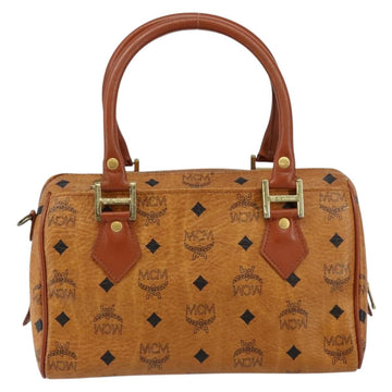 MCM Logogram Vicetos Boston Bag PVC Leather Brown Gold Auth 145190 - 0