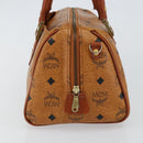 MCM Logogram Vicetos Boston Bag PVC Leather Brown Gold Auth 145190-3