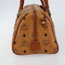 MCM Logogram Vicetos Boston Bag PVC Leather Brown Gold Auth 145190-4
