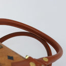 MCM Logogram Vicetos Boston Bag PVC Leather Brown Gold Auth 145190-8
