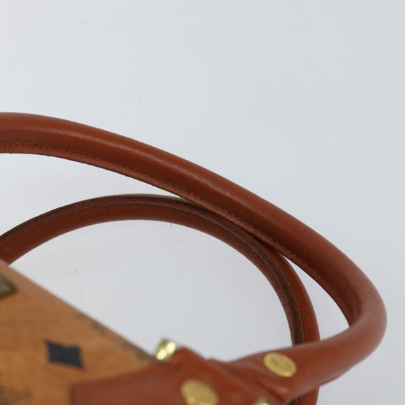 MCM Logogram Vicetos Boston Bag PVC Leather Brown Gold Auth 145190