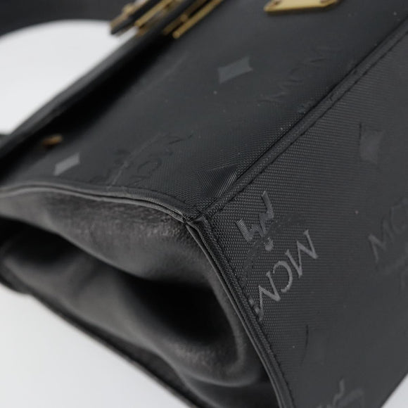 MCM Vicetos Logogram Hand Bag PVC Black Gold Auth 145191