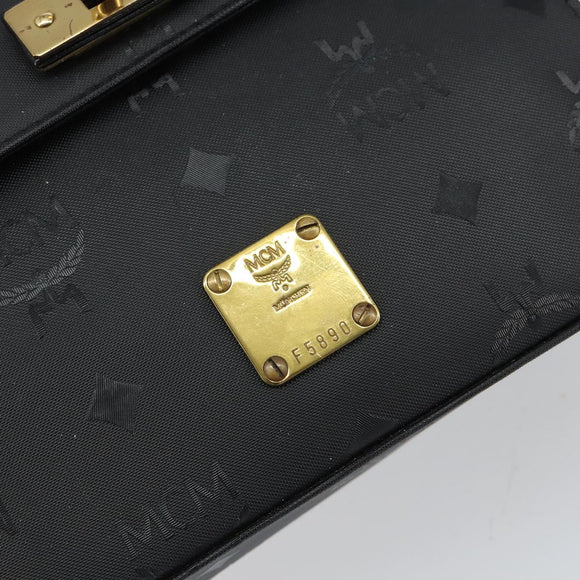 MCM Vicetos Logogram Hand Bag PVC Black Gold Auth 145191
