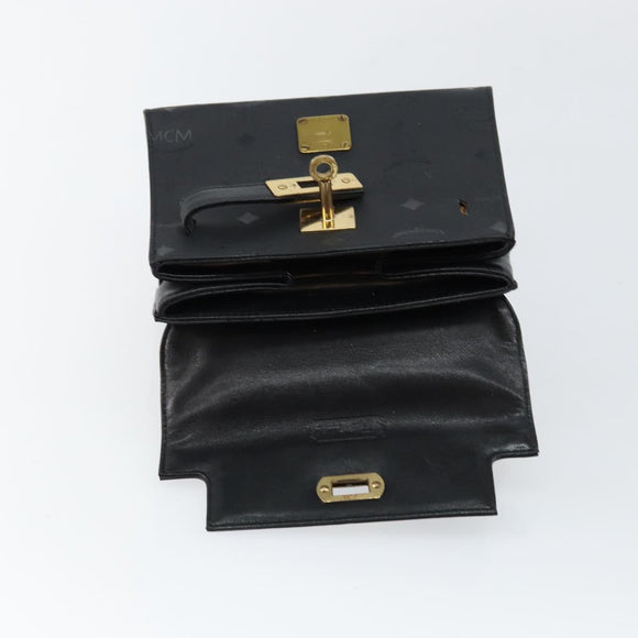 MCM Vicetos Logogram Hand Bag PVC Black Gold Auth 145191