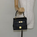 MCM Vicetos Logogram Hand Bag PVC Black Gold Auth 145191-24