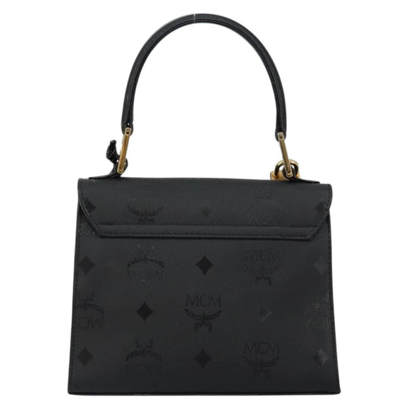 MCM Vicetos Logogram Hand Bag PVC Black Gold Auth 145191