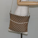 GUCCI GG Canvas Shoulder Bag Beige Silver 145857 Auth 145193-22