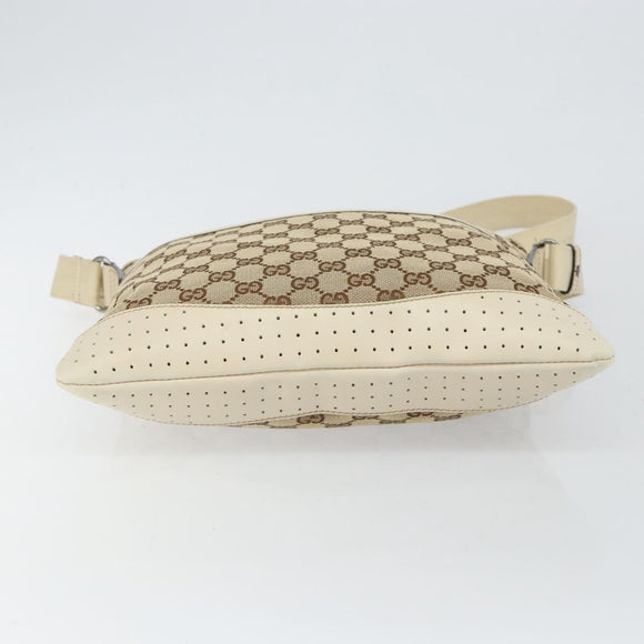 GUCCI GG Canvas Shoulder Bag Beige Silver 145857 Auth 145193