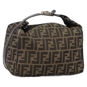 FENDI Zucca Canvas Hand Bag Black Brown Auth 145200