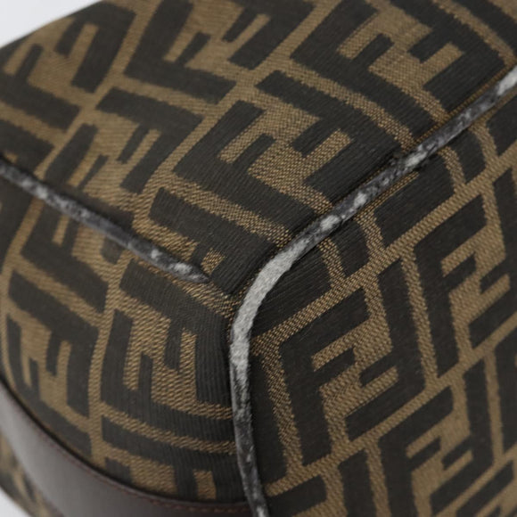 FENDI Zucca Canvas Hand Bag Black Brown Auth 145200