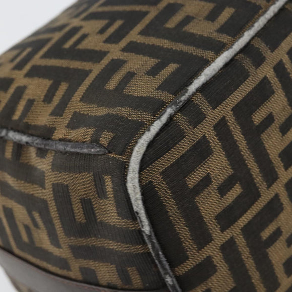 FENDI Zucca Canvas Hand Bag Black Brown Auth 145200