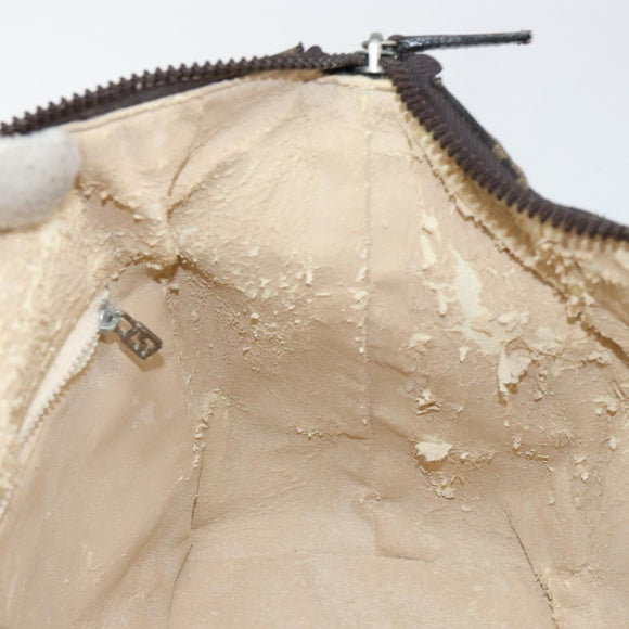 FENDI Zucca Canvas Hand Bag Black Brown Auth 145200