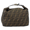 FENDI Zucca Canvas Hand Bag Black Brown Auth 145200-13