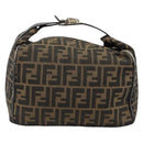 FENDI Zucca Canvas Hand Bag Black Brown Auth 145200-2